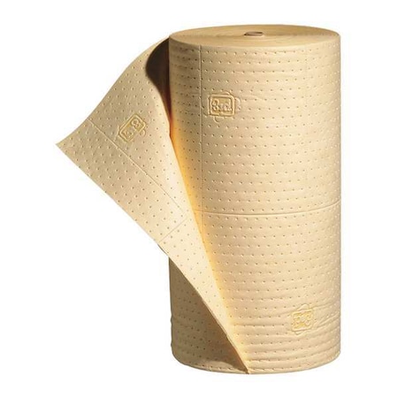 Pig Sorbent Roll, 40 gal, 30 in x 150 ft, Universal, Yellow, Polypropylene MAT630