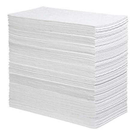 Pig Sorbent Pad, 9 gal, 8 1/4 in x 15 in, Oil, White, 100 PK MAT496