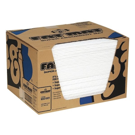 Pig Sorbent Pad, 22 gal, 16 in x 20 in, Oil, White, Polypropylene MAT4101