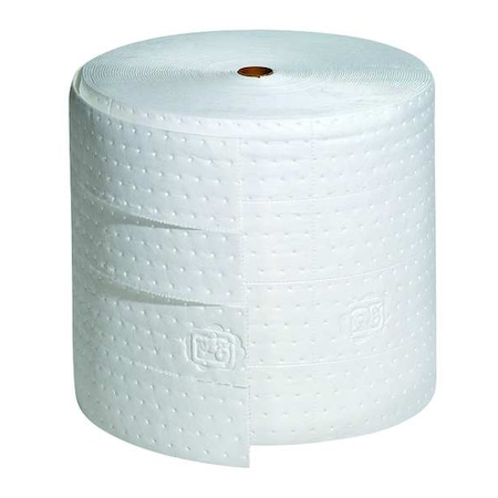 Pig Sorbent Roll, 19 gal, 15 in x 150 ft, Oil, White, Polypropylene MAT443