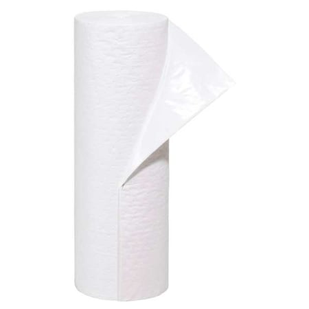 Pig Sorbent Roll, 20 gal, 31 in x 75 ft, Oil, White, Polypropylene MAT498