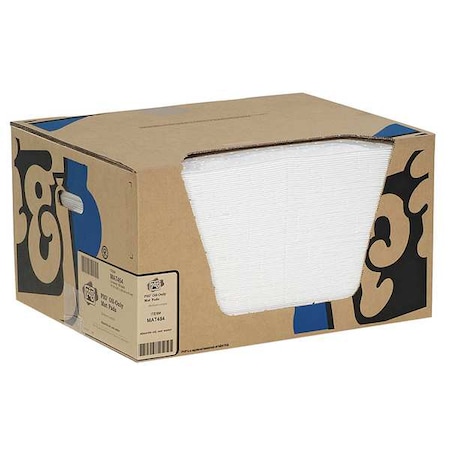 Pig Sorbent Pad, 17 gal, 15 in x 20 in, Oil, White, 100 PK MAT454