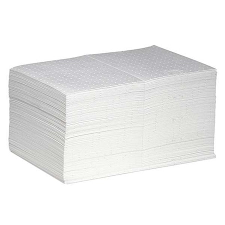 Pig Sorbent Pad, 17 gal, 15 in x 20 in, Oil, White, 100 PK MAT455