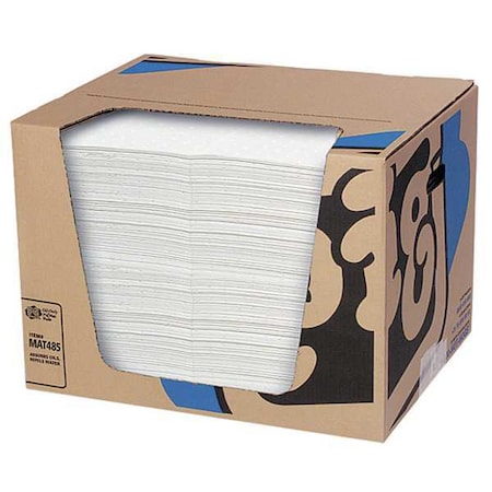 Pig Sorbent Pad, 22 gal, 15 in x 20 in, Oil, White, 200 PK MAT485