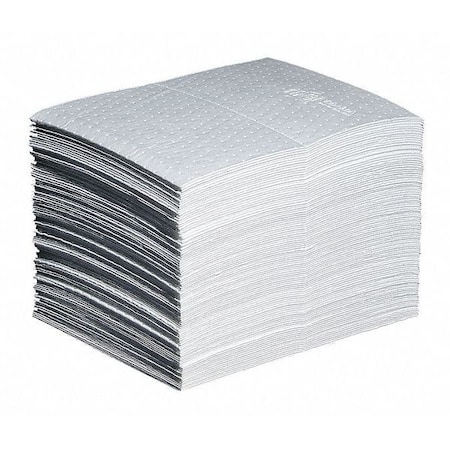 Pig Sorbent Pad, 22 gal, 15 in x 20 in, Oil, White, Polypropylene MAT214