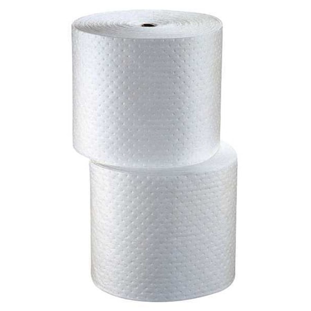 Pig Sorbent Roll, 40 gal, 15 in x 150 ft, Oil, White, Polypropylene MAT420