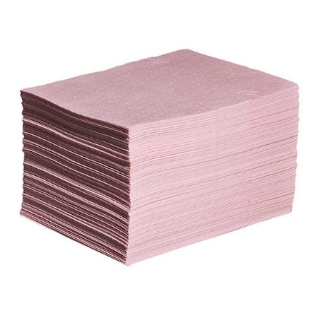 Pig Sorbent Pad, 22 gal, 15 in x 20 in, Universal, Pink, Polypropylene MAT302