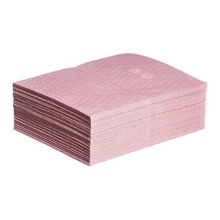 Pig Sorbent Pad, 11 gal, 15 in x 20 in, Universal, Pink, 50 PK MAT310
