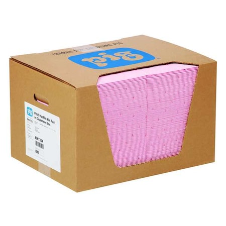 Pig Sorbent Pad, 22 gal, 15 in x 20 in, Universal, Pink, Polypropylene MAT354