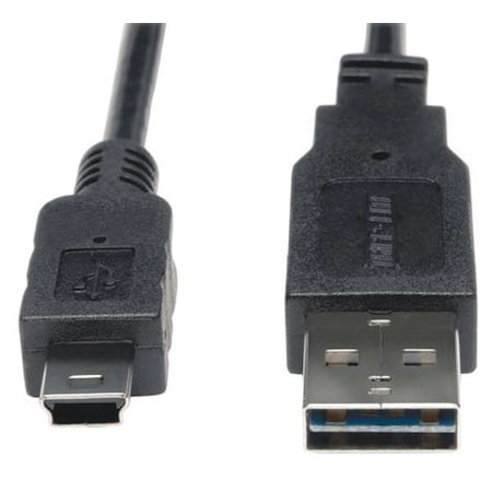 Tripp Lite Reversible USB Cable, Black, 3 ft., Connector Type: A Male to 5 Pin B Mini Male UR030-003