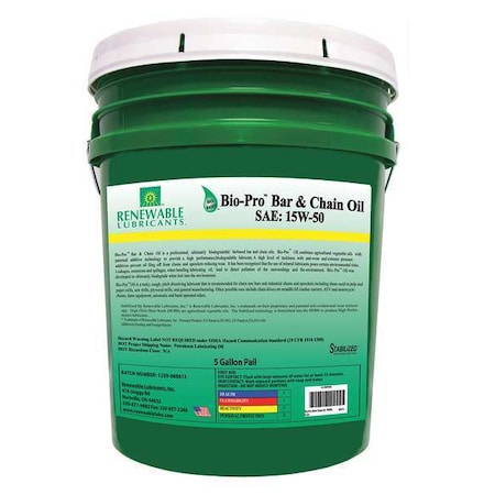 Renewable Lubricants 5 gal, Pail, Semi-Synthetic, Yellow 80614