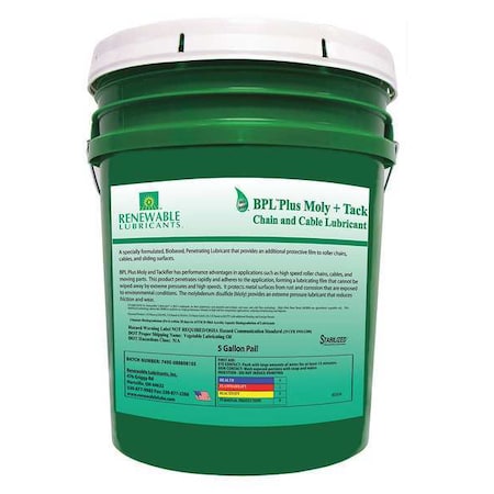 Renewable Lubricants Lubricant, 5 gal, Pail, Vegetable Oil, Black 80304
