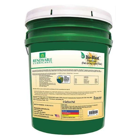 Renewable Lubricants 5 gal, Pail, Vegetable Oil, Yellow 80354
