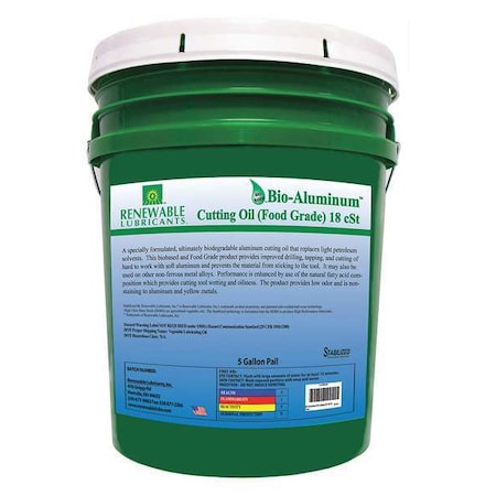 Renewable Lubricants Cutting Oil, Pail, Yellow, 5 gal. 87414