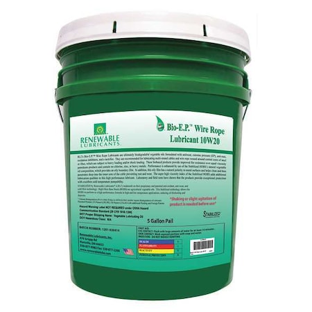 Renewable Lubricants 5 gal, Pail, Vegetable Oil, Yellow 82614