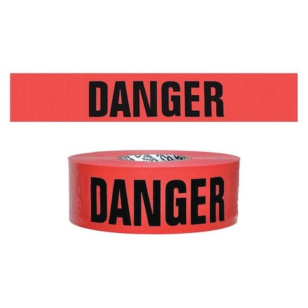 Zoro Select Barricade Tape, Danger, Red, 3 in Wide x 500 ft Length, Polyethylene, 7 mil BR35XR21-200