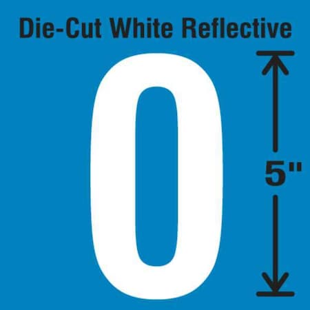 STRANCO Die-Cut Reflective Number Label, 0, PK5 DWR-5-0-5