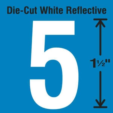 Stranco NumberLabel, Vinyl, 1-1/2inH, 7/8inW, PK5 DWR-1.5-5-5