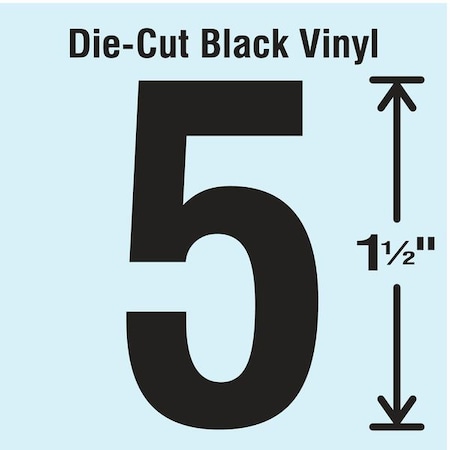 Stranco NumberLabel, Vinyl, 1-1/2inH, 7/8inW, PK10 DBV-1.5-5-10