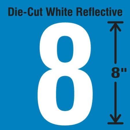 Stranco Number Label, Vinyl, White, Number 8, 8"H DWR-SINGLE-8-8