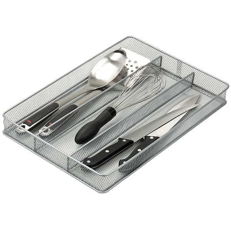 Honey-Can-Do Cutlery Tray, 3 Compartments, Silver KCH-02157