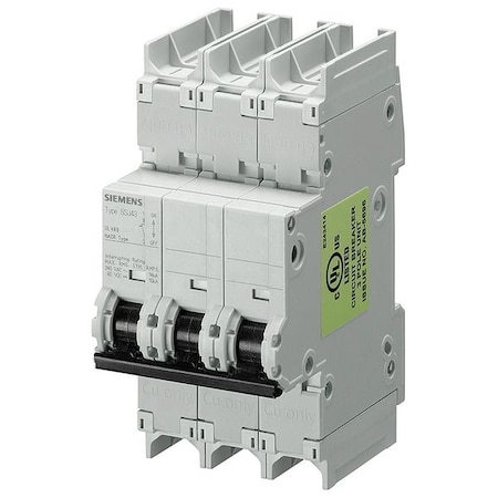 SIEMENS Miniature Circuit Breaker, 8 A, 240V AC, 3 Pole, 5SJ4 Series 5SJ43088HG41