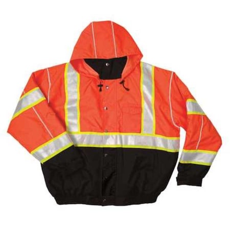 Kishigo Hi-Vis Bomber Jacket, Polyester, Class 3 Type R, Orange/Black, 4XL JS120-4X
