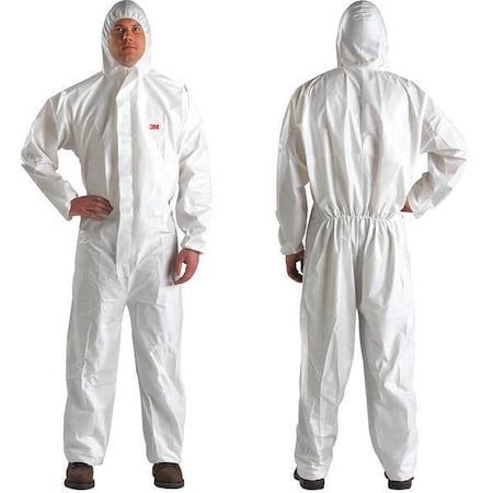 3M Hooded Disposable Coveralls, 4Xl, White, Microporous Laminate 4510-4XL