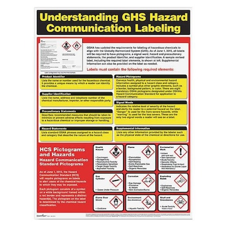 Complyright Poster, Understanding GHS Hazard Communication Labeling, 18 in H x, 24 in W, Laminated Paper W0720