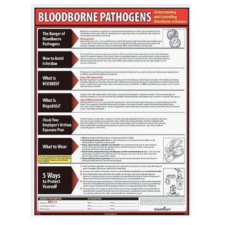 Complyright Poster, Bloodborne Pathogens, 18 in H x, 24 in W, Laminated Paper WR0233