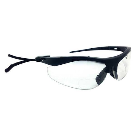 Condor T101 Reader Safety Glasses, Black Wraparound Frame, 3.0 Diopter, Clear Lens, Anti-Scratch Coating 30ZC57