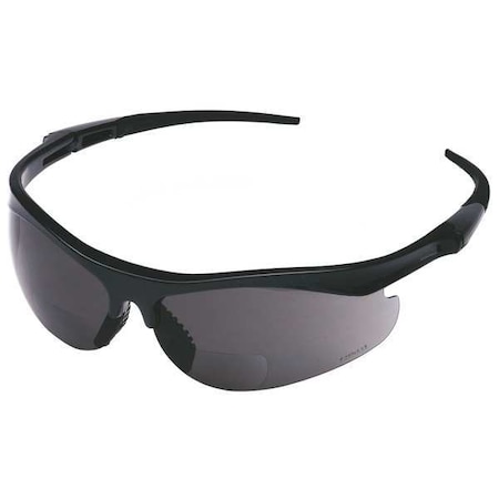 Condor T101 Reader Safety Glasses, Black Wraparound Frame, 3.0 Diopter, Gray Lens, Anti-Scratch Coating 30ZC58