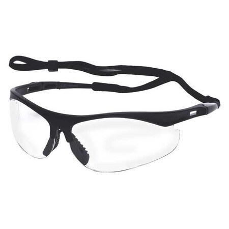 Condor Safety Glasses, Thecla, Clear Scratch-Resistant Lens, Polycarbonate, Black Half-Frame, Wraparound 30ZC63