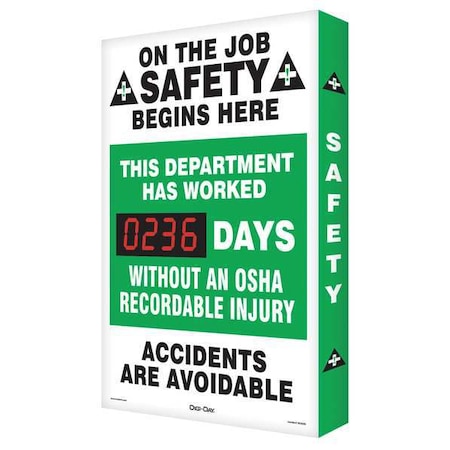 ACCUFORM Scoreboard, Job Safety OSHA, 20 x 28 In. SCK111