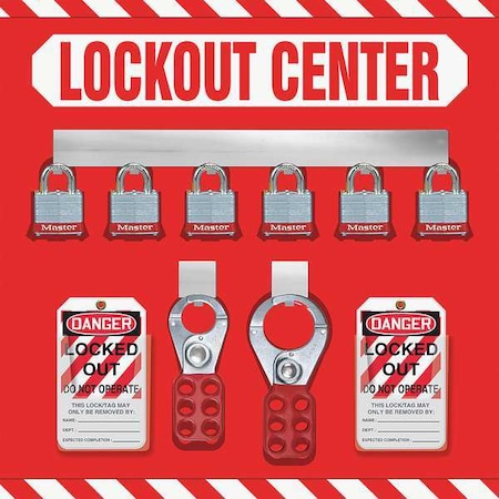 Accuform Lockout Board, Filled, 6 Steel Locks KST814