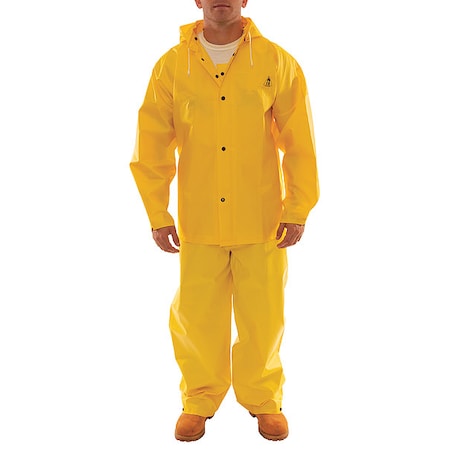 Tingley Rain Suit, Heavy Duty PVC, 10.5 mil Thick, Snap-On (Included), Yellow, L S56307 L