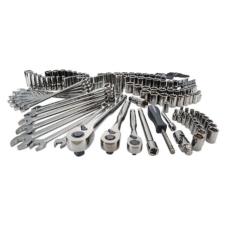 CRAFTSMAN 1/4 | 3/8 | 1/2 Drive Tool Set, 150-pc Gunmetal Chrome Mechani, Fractional & Metric, 150 pcs CMMT12035