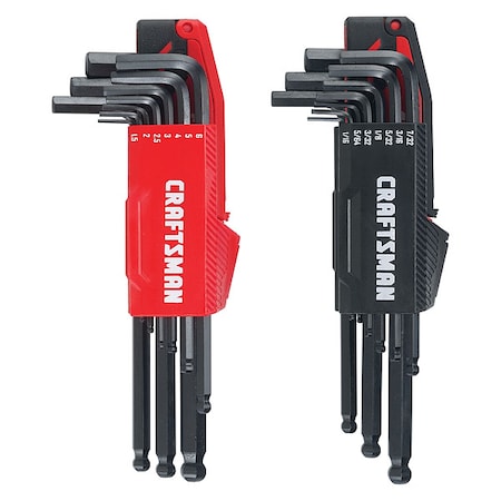 CRAFTSMAN Hex Key Set, Metric and SAE, Steel, 20 pcs. CMHT26020