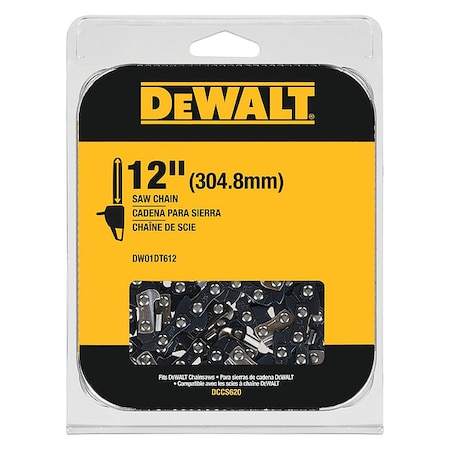 Dewalt Replacement Chain, 12"L, 0.043"ga, 45 Links DWO1DT612