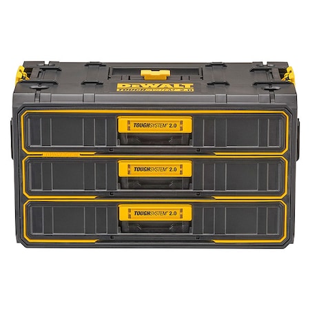 Dewalt ToughSystem 2.0 3-Drawer Tool Box, Plastic, Black/Yellow, 22 in W x 12 in D x 12-1/2 in H DWST08330