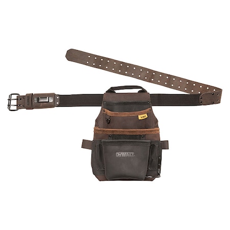 Dewalt Pouch, Tool Pouch, Brown, Leather, 12 Pockets DWST550115