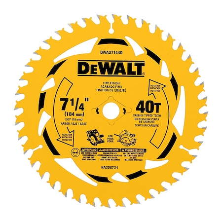 Dewalt Circular Saw Blade, 7.25 in dia. DWA271440