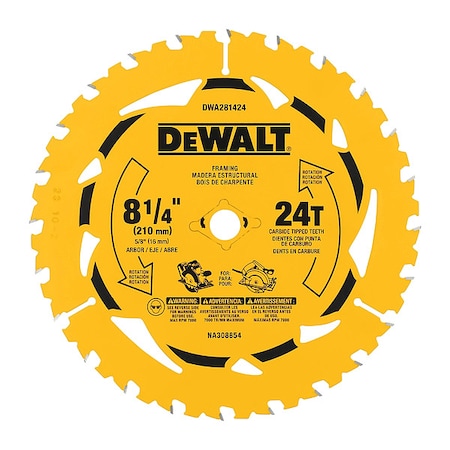 Dewalt Circular Saw Blade, 8.25 in dia., PK10 DWA281424B10