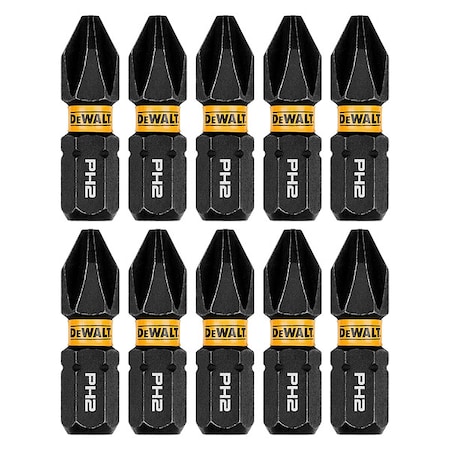 Dewalt FlexTorq Insert Bit, L:1", PKG10, BitSize:PH2 DWAF1PH2IR10