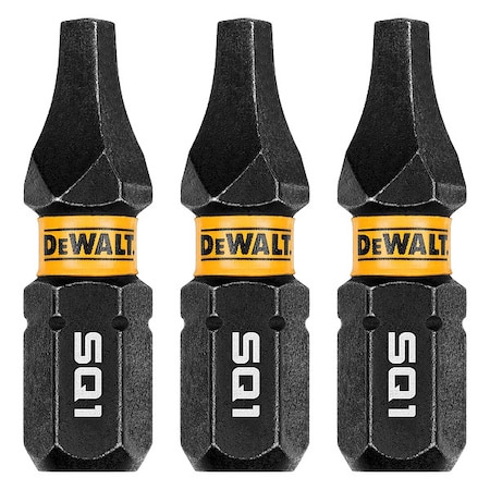 Dewalt FlexTorq DriverBit, L:1", PKG3, BitSize:S1 DWAF1SQ1IR3