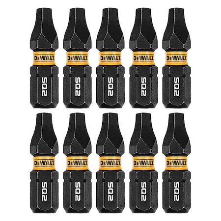 Dewalt FlexTorq DriverBit, L:1", PKG10, BitSize:S2 DWAF1SQ2IR10