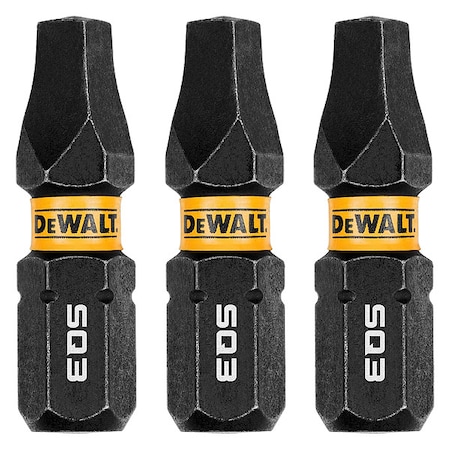 Dewalt FlexTorq DriverBit, L:1", PKG3, BitSize:S3 DWAF1SQ3IR3