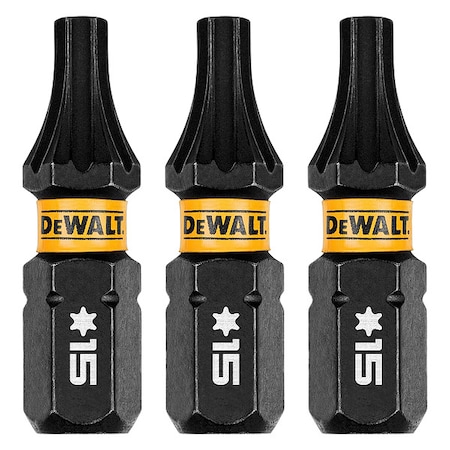 Dewalt FlexTorq Insert Bit, L:1", PKG3, BitSize:T15 DWAF1TX15IR3