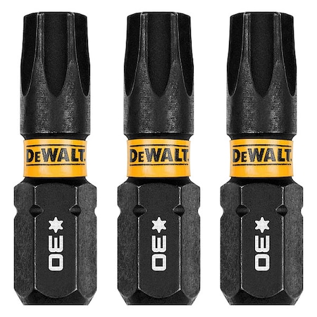 Dewalt FlexTorq Insert Bit, L:1", PKG3, BitSize:T30 DWAF1TX30IR3
