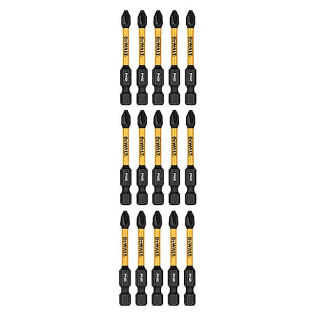 Dewalt FlexTorq Power Bit, L:2.25", PKG15, BitSize:PH2 DWAF2PH2IR15